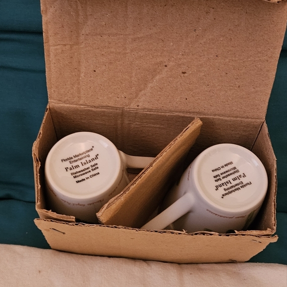 Coastal mugs, diff. names & palm trees on each. 2 mugs for $11.00. - Picture 3 of 7